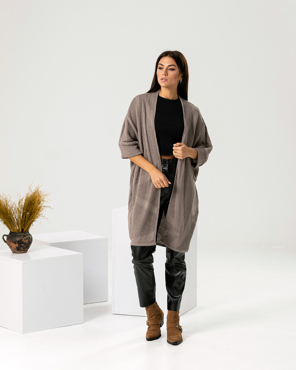 

Кардиган-oversize MEREZHKA Мишка капучино, Кардиган-oversize MEREZHKA Мишка капучино One Size