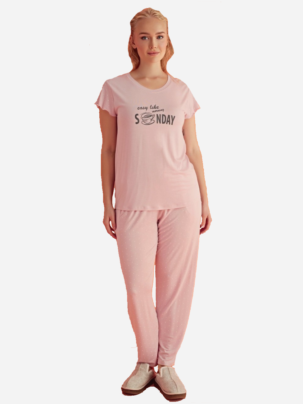 Акція на Піжама (футболка + штани) жіноча великих розмірів Angel's secret 189983 2XL Рожева від Rozetka