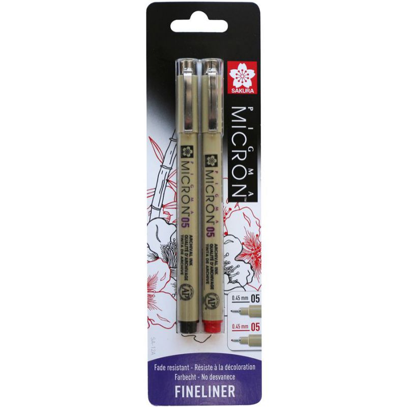 

Набор линеров Sakura Pigma Micron черный, красный 2шт. 0.5