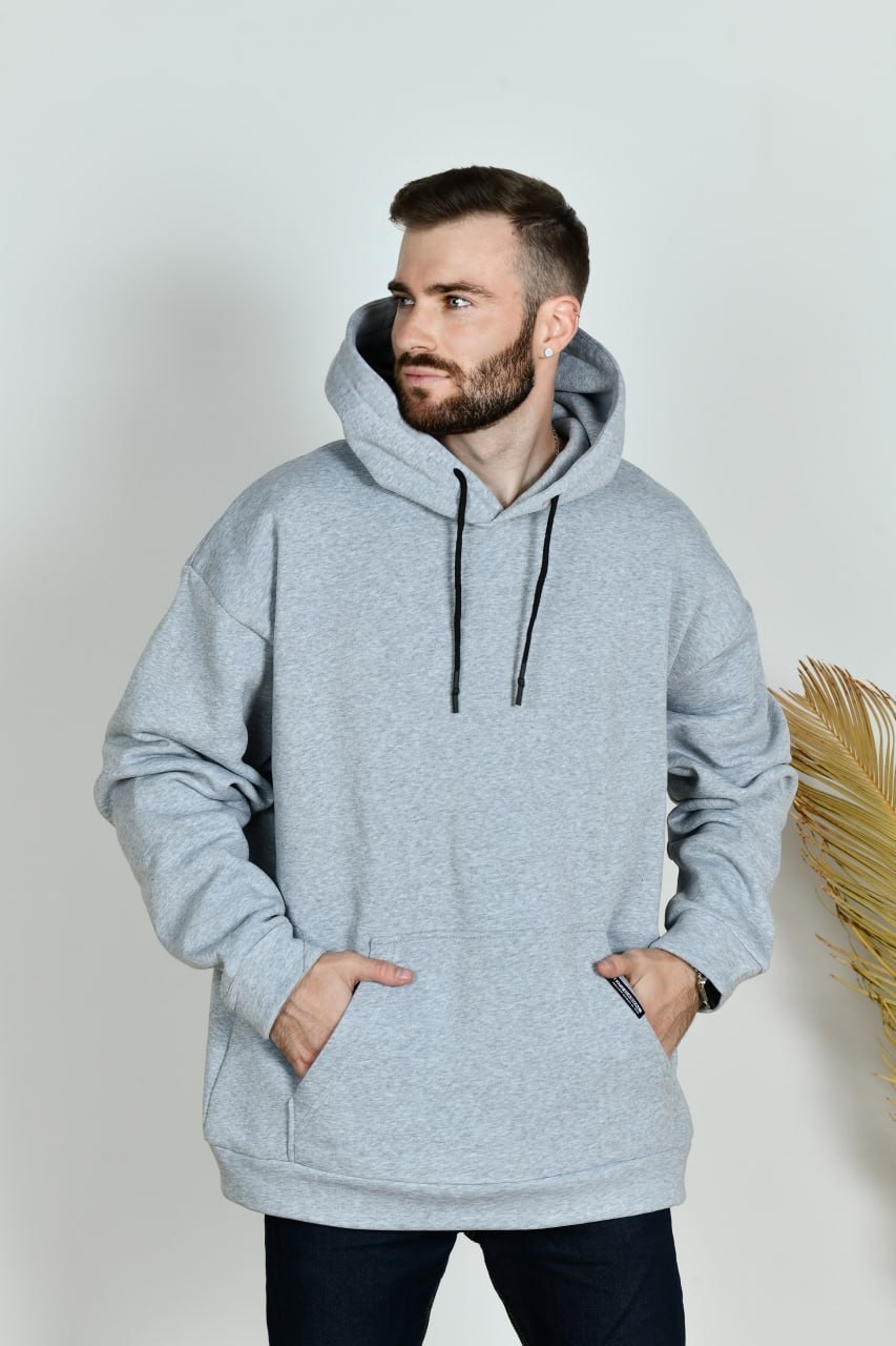 Худи утепленное, с капюшоном, мод ФЛ-3661, светло-серый, размер 52-54 ...