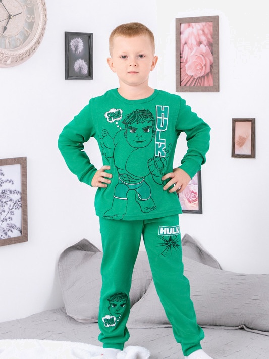 Акція на Піжама дитяча (футболка з довгими рукавами + штани) Носі Своє 6076-008-33-4 110 см Зелена (Халк) (p-7007-128262) від Rozetka