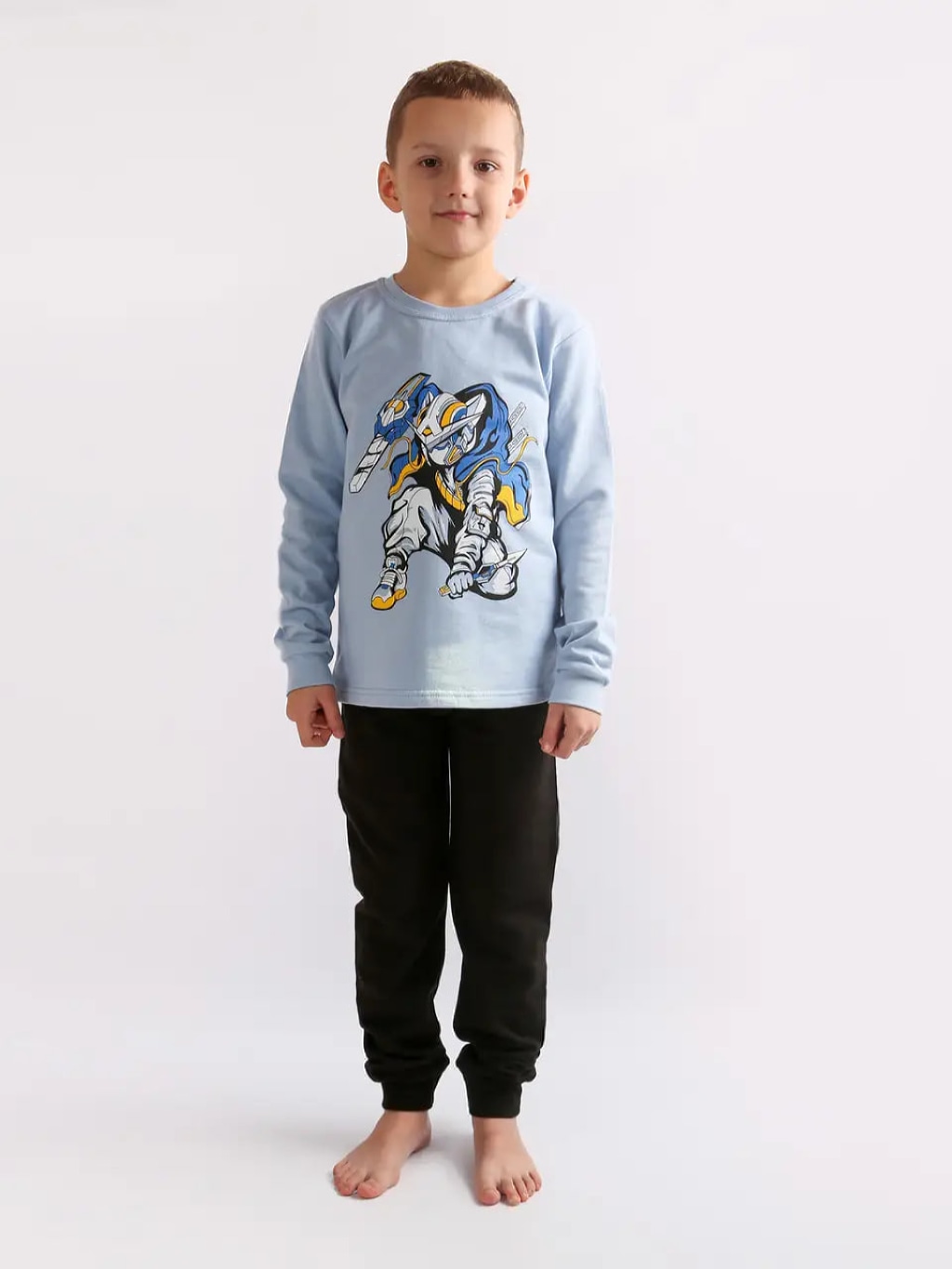 Акція на Піжама (світшот + штани) дитяча Фламінго 329-331 140 см Сіро-блакитна від Rozetka
