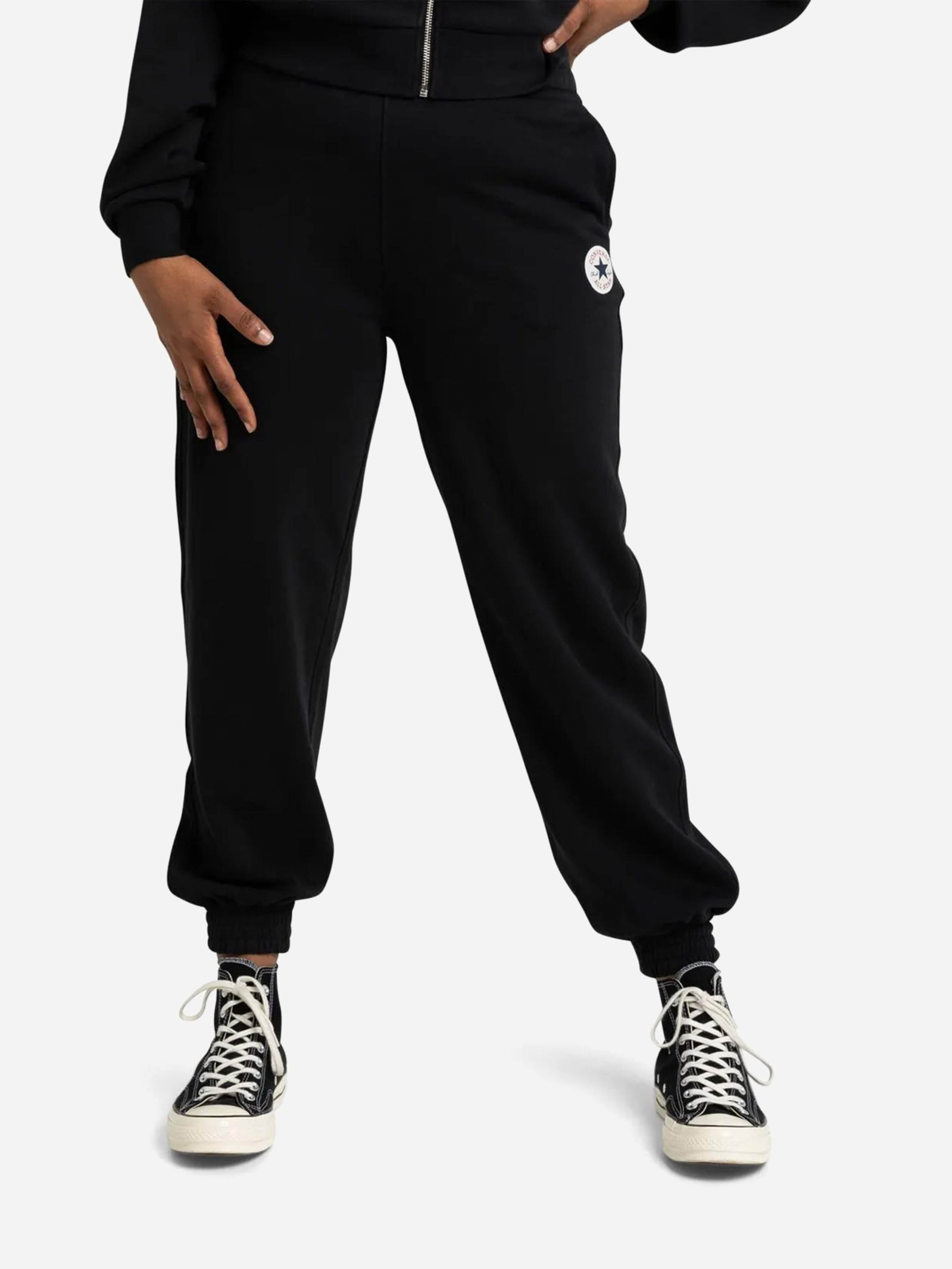 Акция на Спортивні штани теплі жіночі Converse Retro Chuck Pant Black 10025889-001 S Чорні от Rozetka