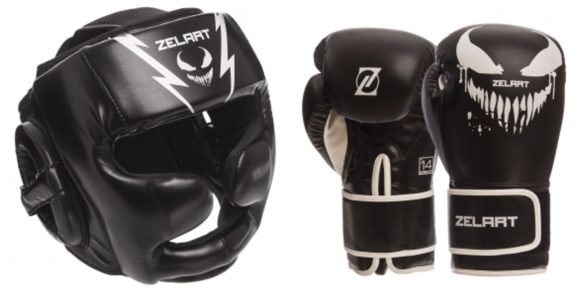 

Комплект для бокса (шлем, перчатки) PU ZELART BO-1375-BO-1370 (рзамер L , 12oz, черный) /2