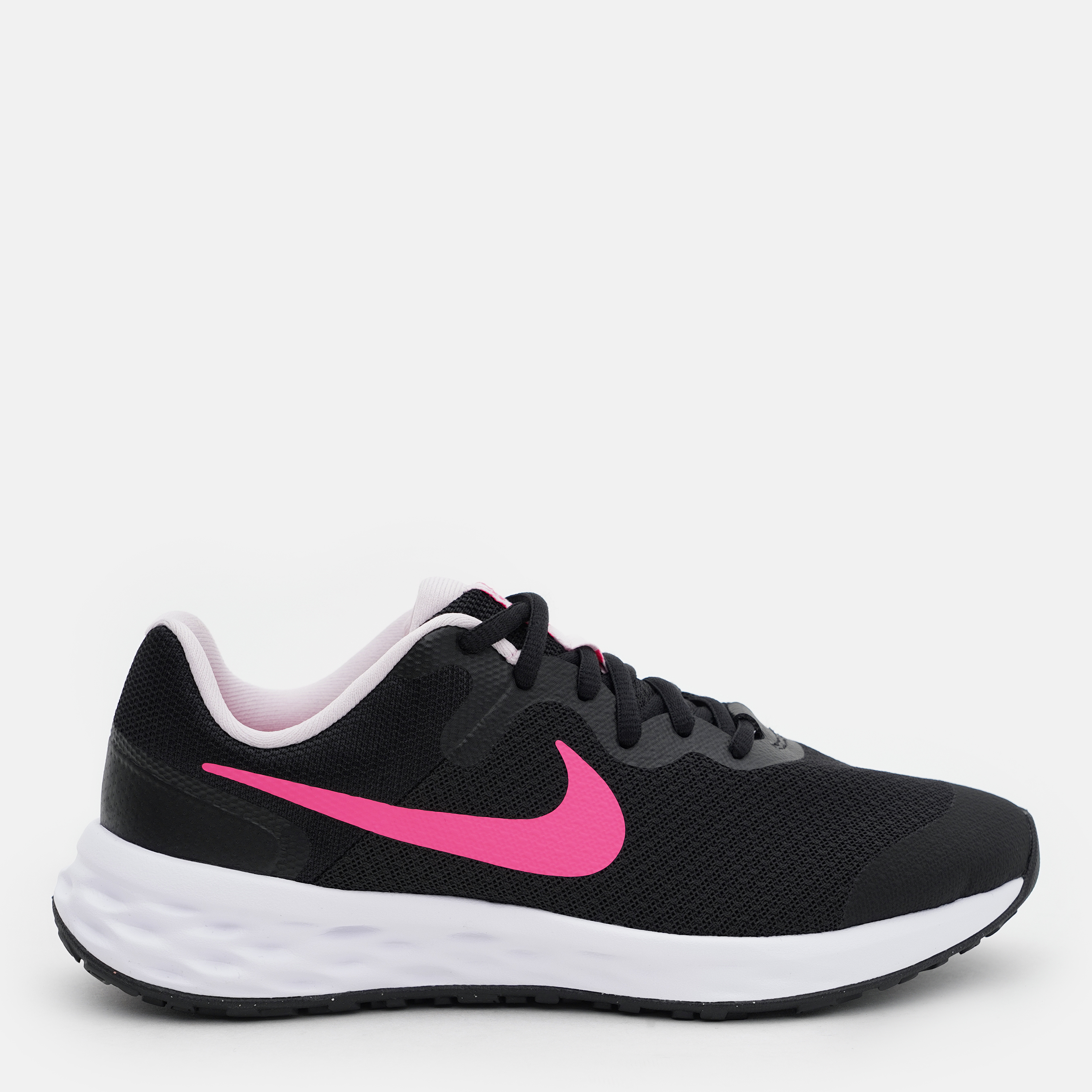 Акція на Підліткові кросівки для дівчинки Nike Revolution 6 Nn (Gs) DD1096-007 36 (4Y) Black/Hyper Pink-Pink Foam від Rozetka