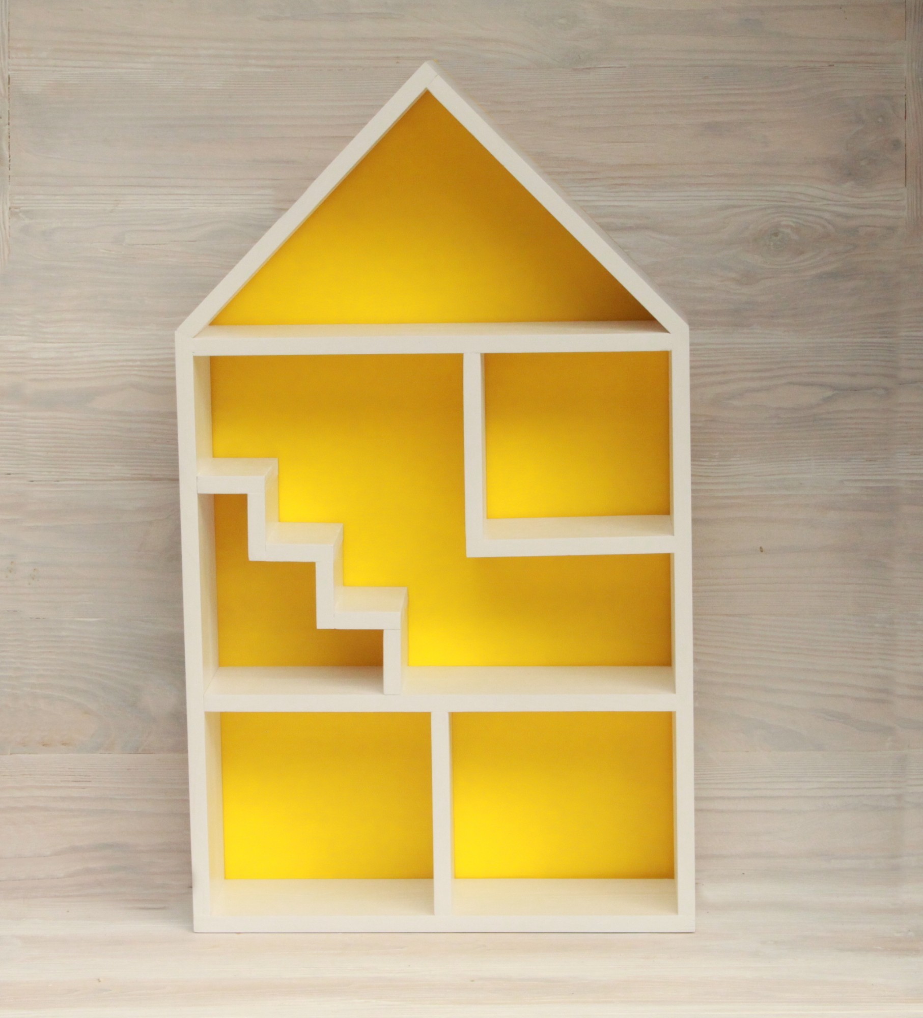 

Полка домик Decor PW 60 х 35 х 10 см біла з жовтим