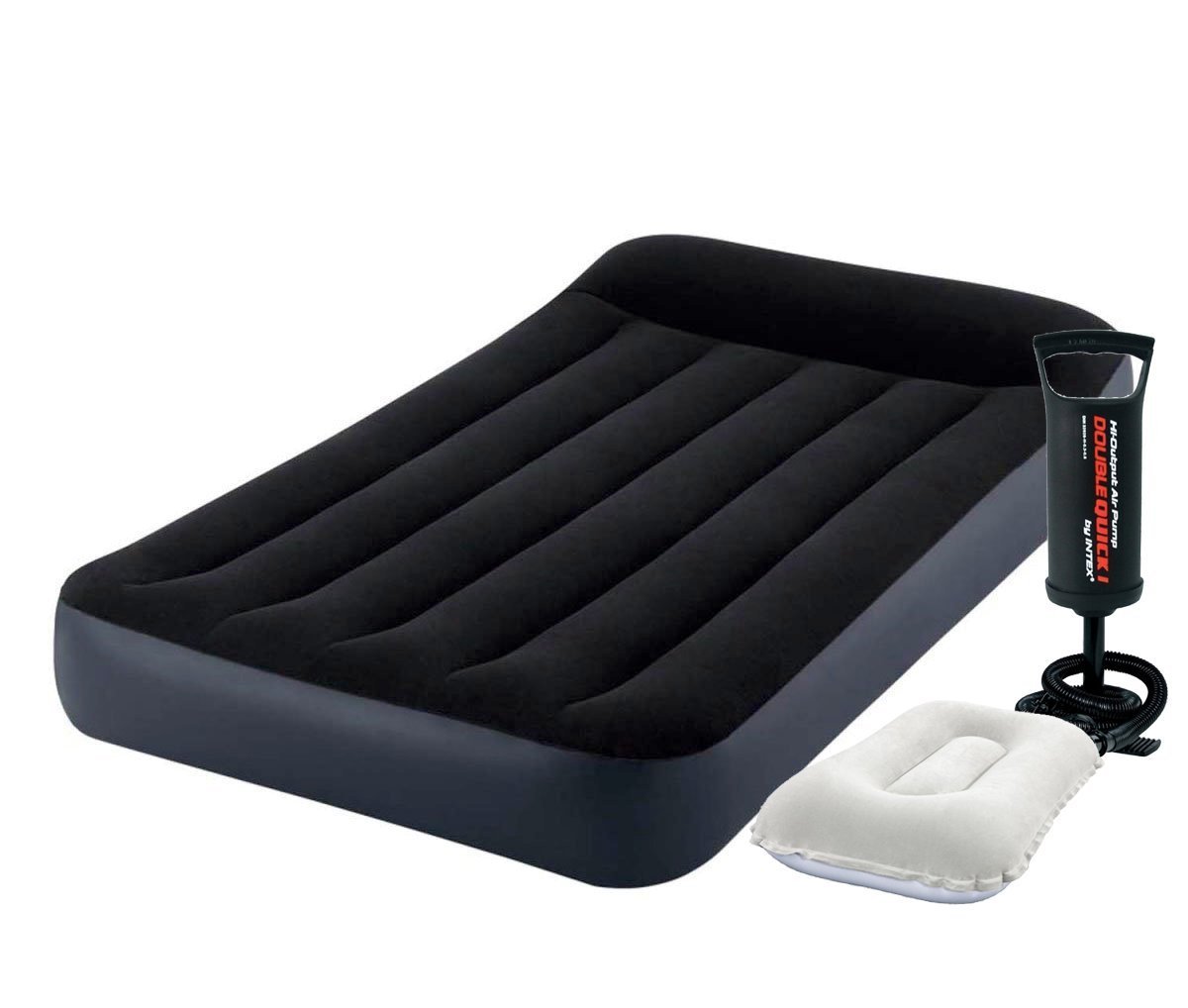 

Одноместный надувной матрас с подушкой и ручным насосом Intex 64141-2 Pillow Rest Classic 99 x 191 x 25 см Черный (RT-64141-2)