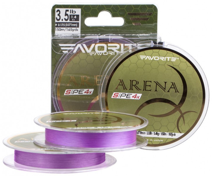 

Шнур Favorite Arena PE 150м (purple) #0.4/0.104mm 8lb/3.5kg (1693.10.99 )