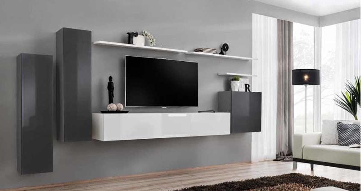 

Гостиная стенка из ДСП/МДФ Switch I ASM Meble Белый/Графит