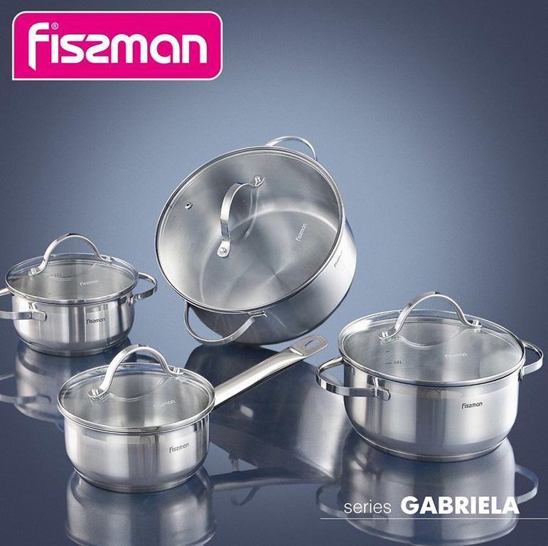

Набор кухонной посуды Gabriela, 3 кастрюли и ковш с мерной шкалой Fissman 36645-BR-1883