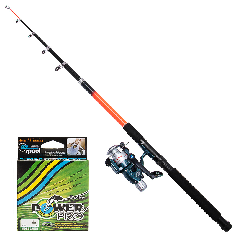 

Cпиннинг телескоп Winner 2,4 м в сборе с катушкаой Kobra CB140 шнур Power Pro 135м тест 2,7 кг