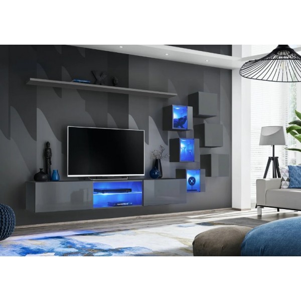 

Гостиная стенка комплект из ламинированной ДСП и стекла Switch XXI ASM Meble Графит