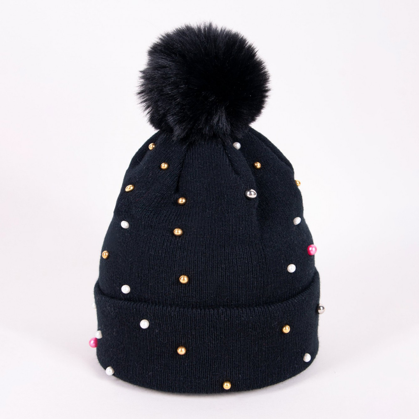 Акція на Дитяча зимова шапка-біні з помпоном для дівчинки YO! CZZ-0447K-AA10 56-58 см Темно-синя від Rozetka