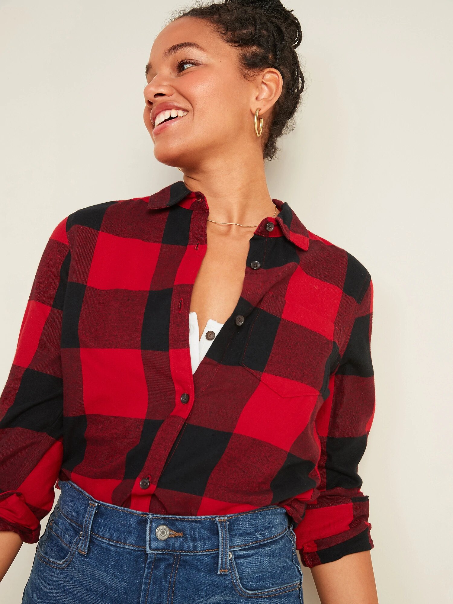 

Женская фланелевая рубашка Old Navy в клетку art304768 (Красный/Черный, размер XS)