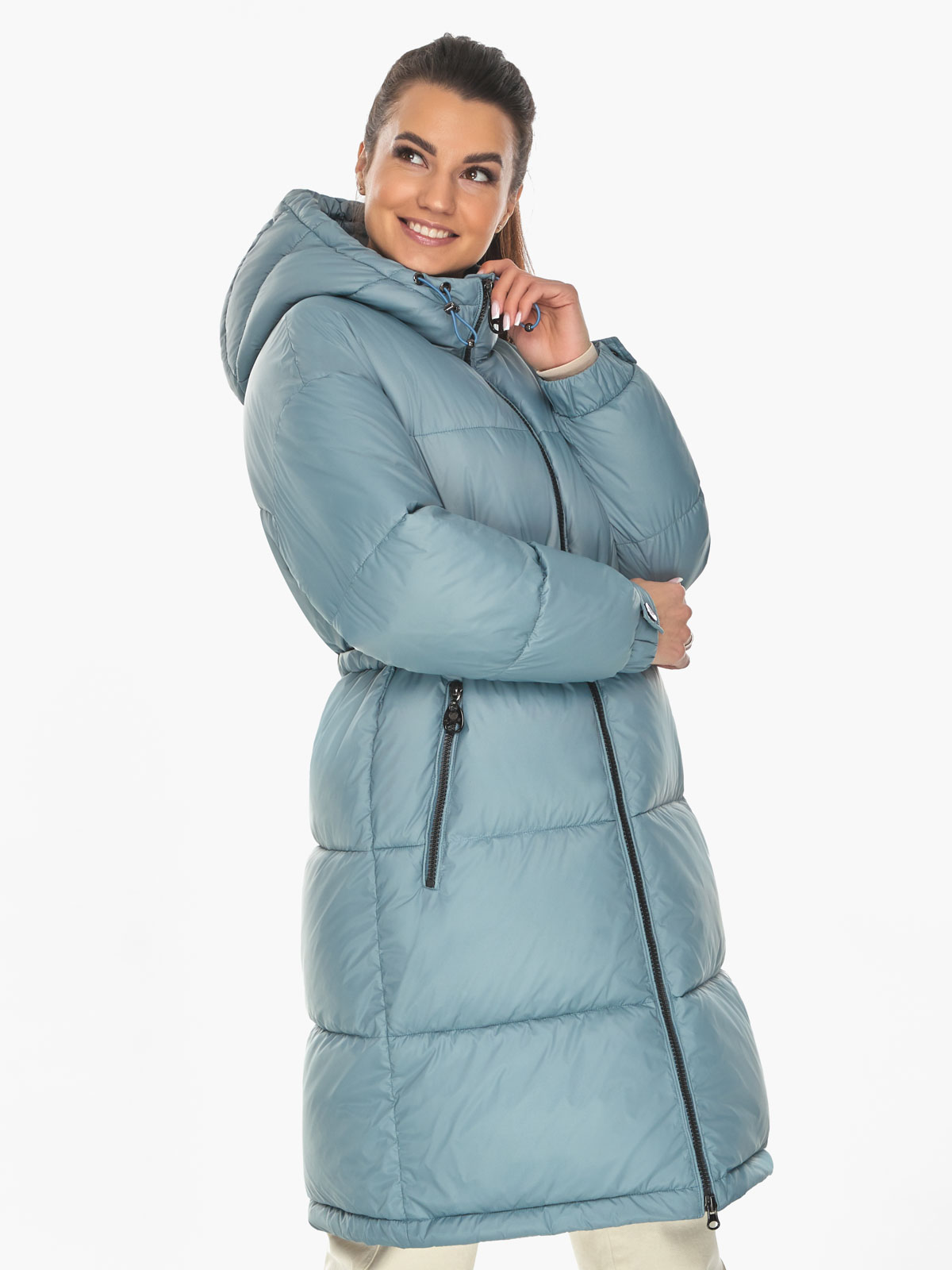 Акция на Куртка зимова довга жіноча Braggart 57240 44 (XS) Топаз от Rozetka
