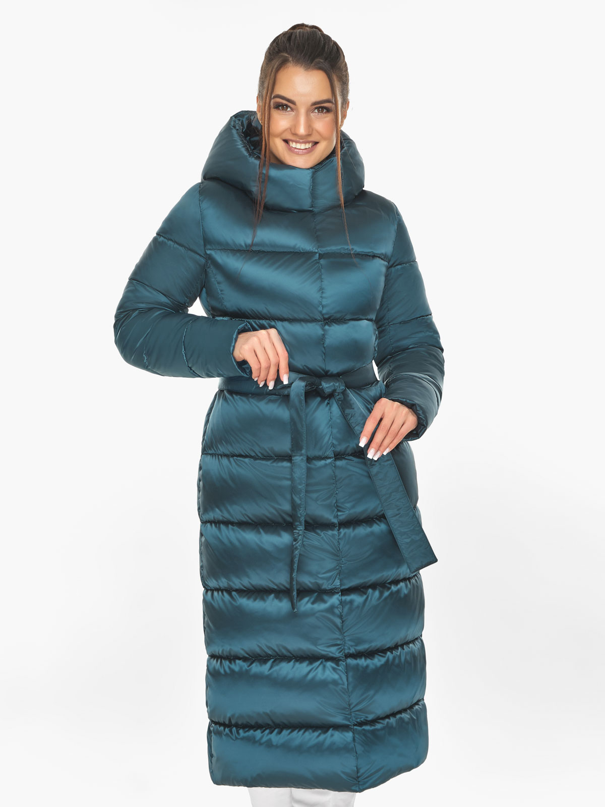 Акция на Куртка зимова довга жіноча Braggart 58450 50 (L) Атлантика от Rozetka