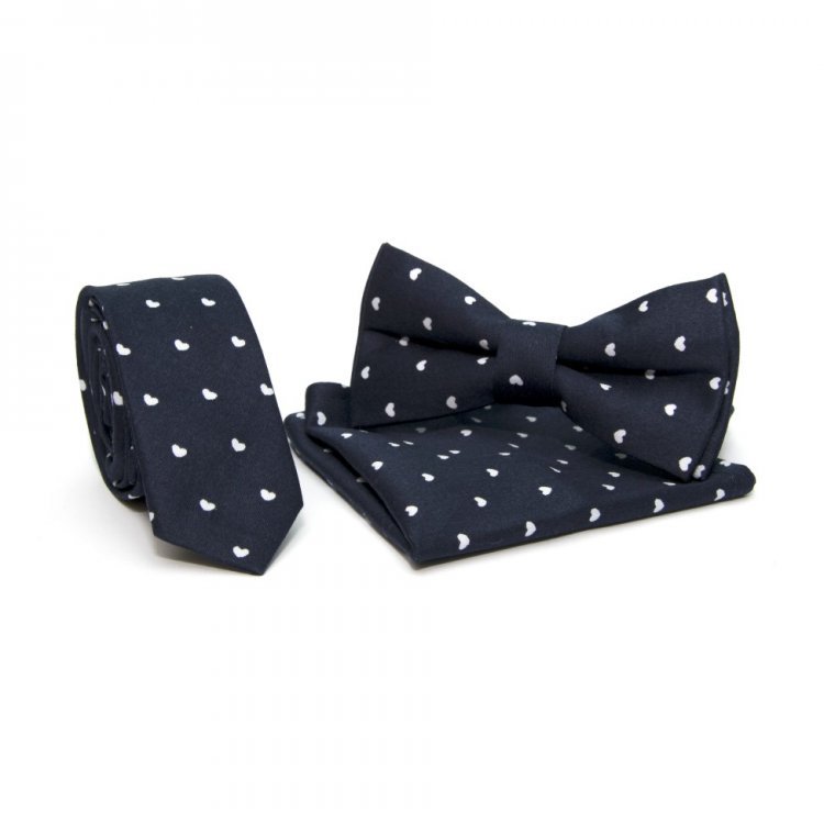 

Синий Набор SF С Сердечками 3 В 1 Галстук,бабочка,платок Abt-18001