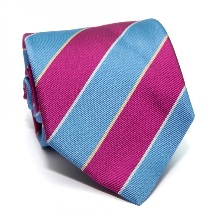 

Голубой Галстук Rosso Fiorwntino В Малиновую Полоску Zn-1890