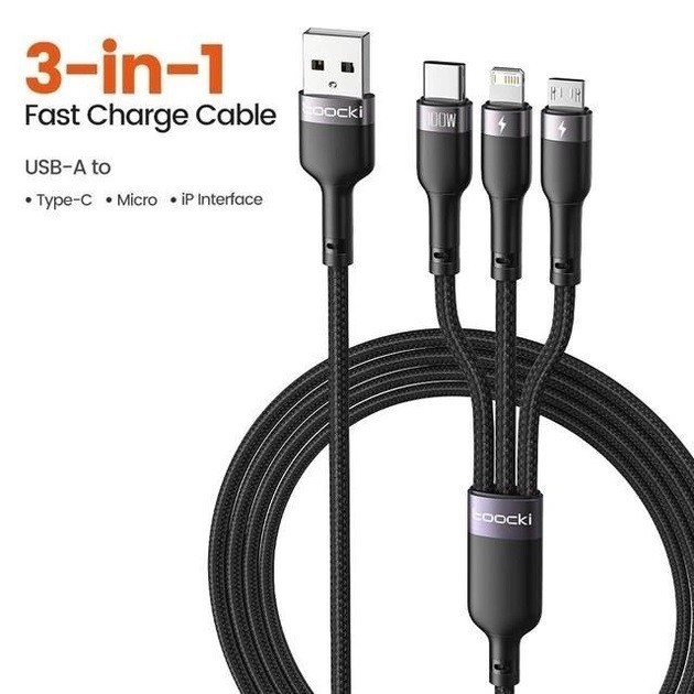 Toocki W Usb To Micro Usb Lightning Type C M