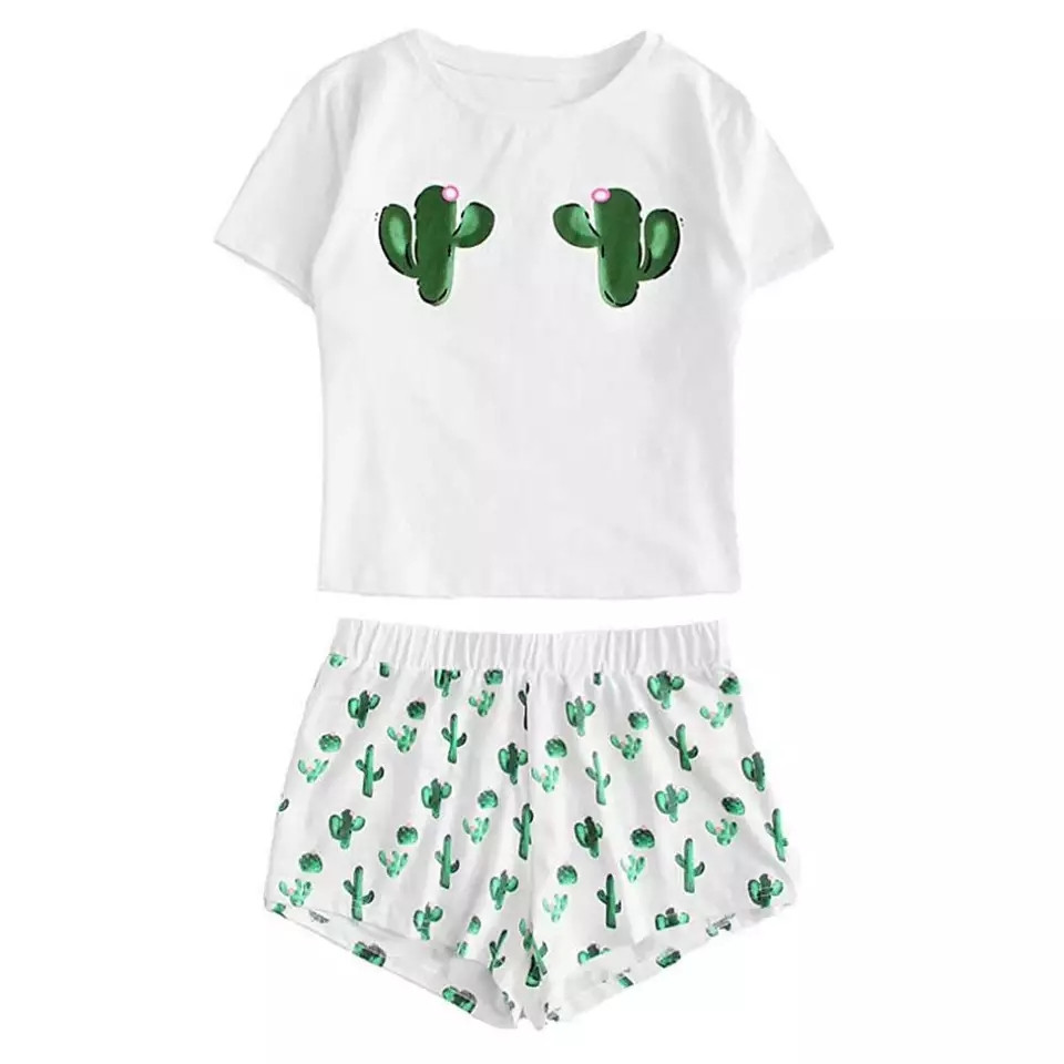 

Женская пижама с шортами Vero Moda белая с кактусами  (1173-green, Женская пижама с шортами Vero Moda белая с кактусами XL (1173-green-XL)