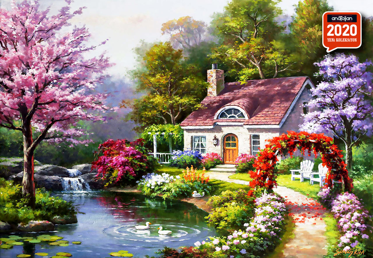 

Пазлы "Коттедж среди цветов", 1500 Элементов