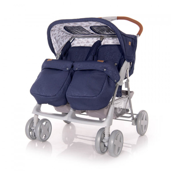 

Коляска для двойни Lorelli TWIN (dark blue clouds)