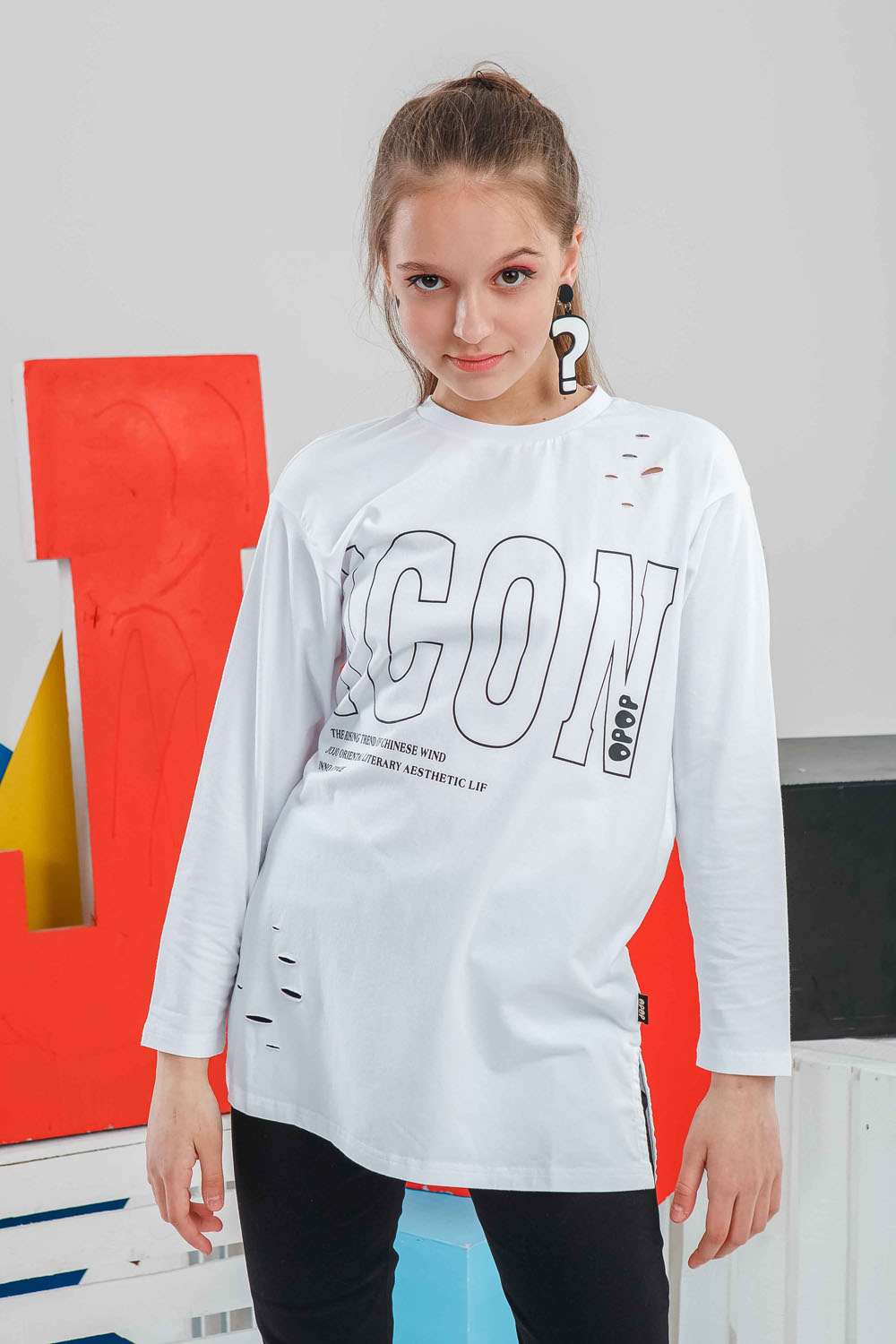 

Свитшот с «порезами» и принтом ICON JO JO белый рост 170