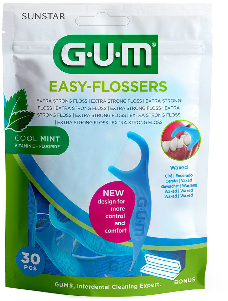 Зубочистка с ниткой Gum Sunstar Easy Flossers Cool Mint Vit-E Fluor 30 ...