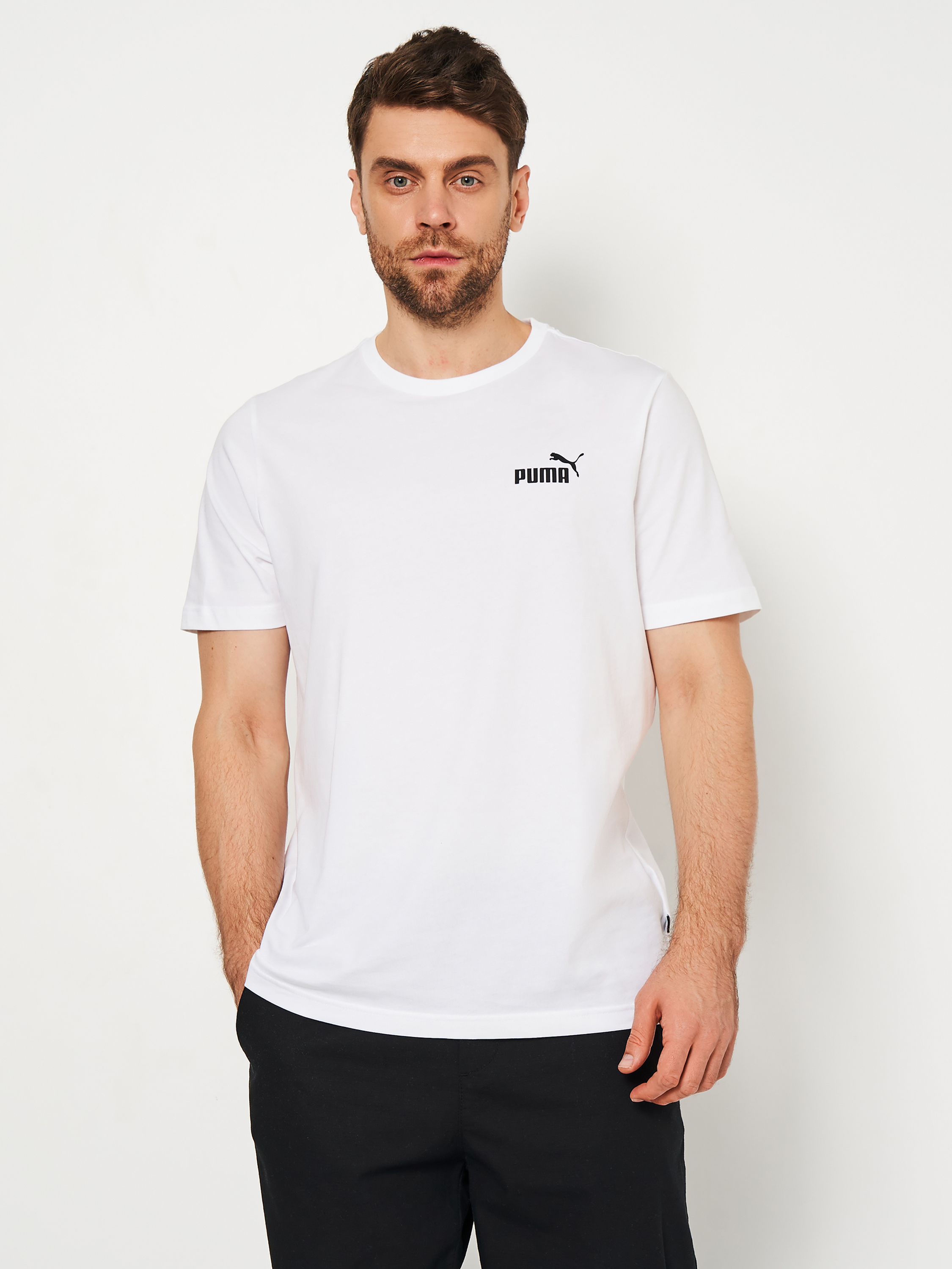 Акція на Футболка бавовняна чоловіча Puma ESS Small Logo Tee 58666802 S Puma White від Rozetka