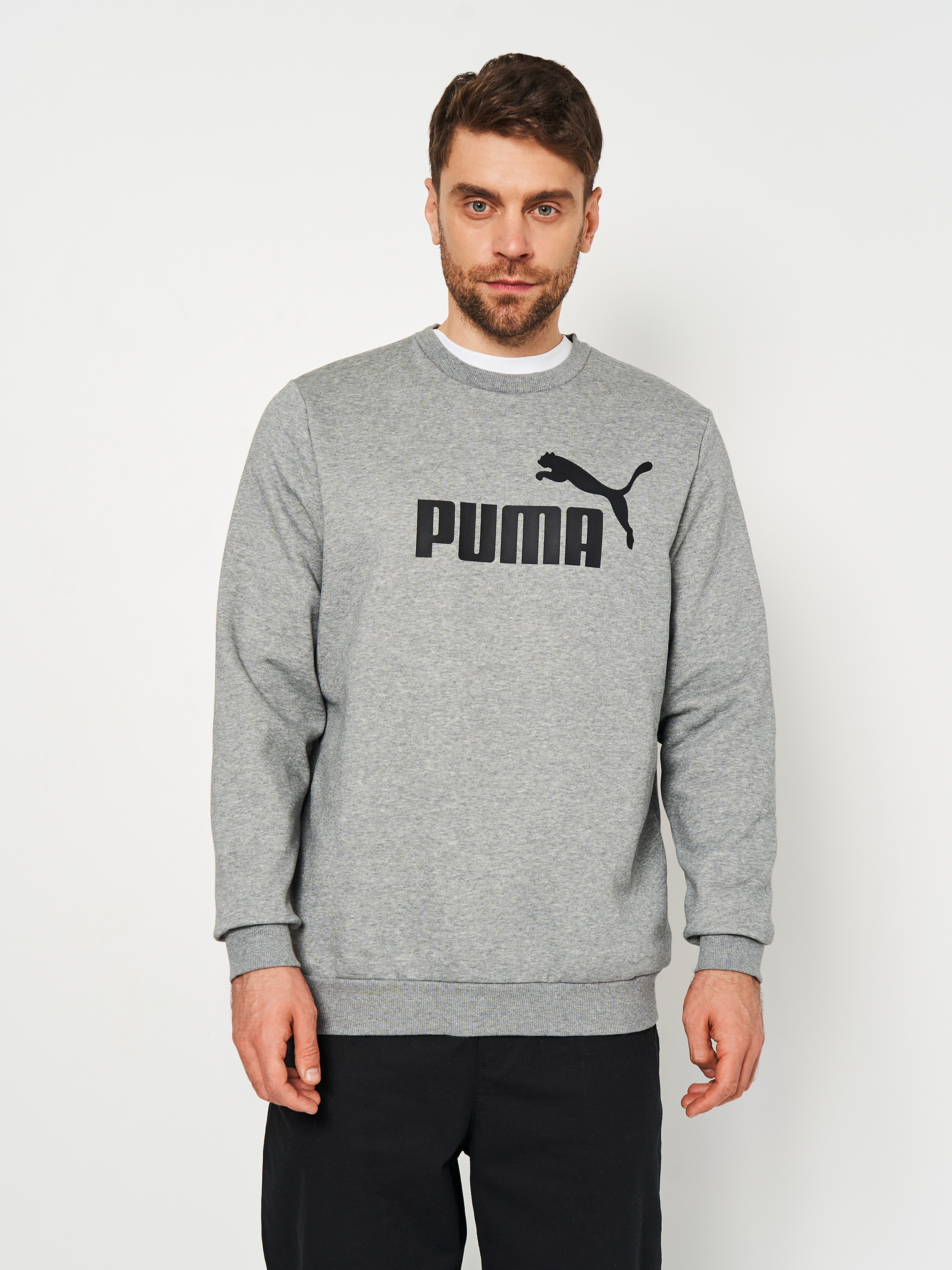 Акція на Світшот на флісі чоловічий Puma Ess Big Logo Crew 58667803 XL Medium Gray Heather від Rozetka