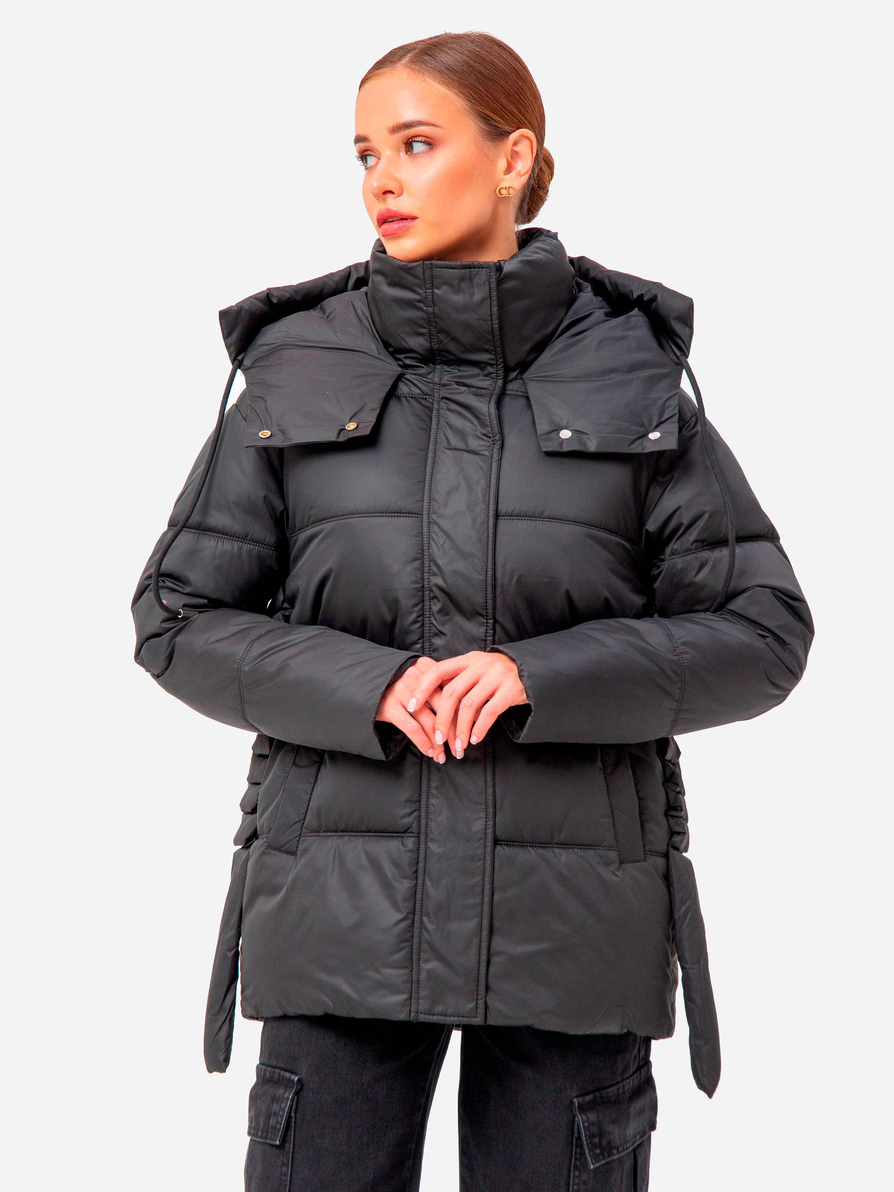 Акция на Куртка демісезонна подовжена з капюшоном жіноча Icon ID830black M Чорна от Rozetka
