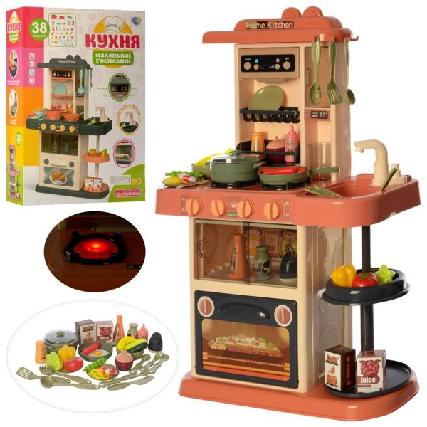 

Детская Кухня Limo Toy 889-186 Home Kitchen Из крана течет вода 38 предметов Высота 72 см Звук, свет, Коралловая