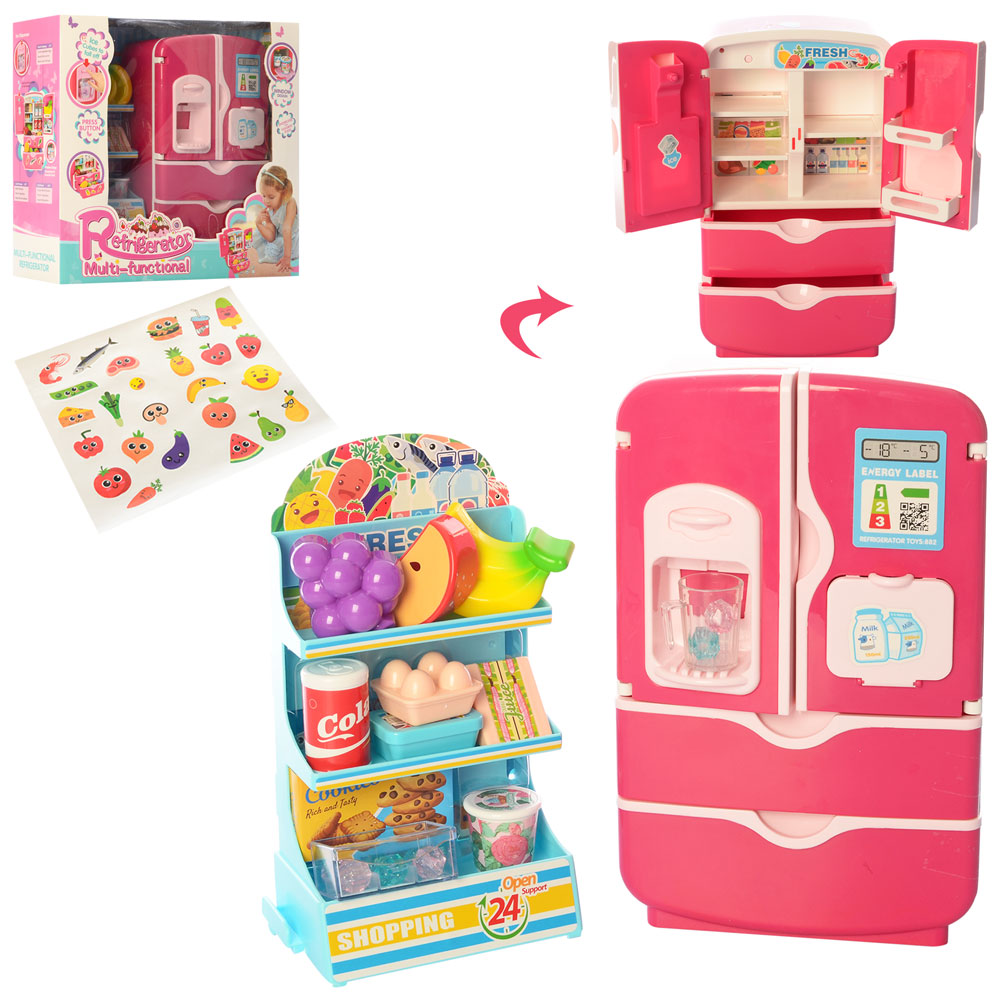 

Игрушечный холодильник Sweet Home 35882D, 28 см, 27 предметов, музыка, свет, на батарейке, в коробке