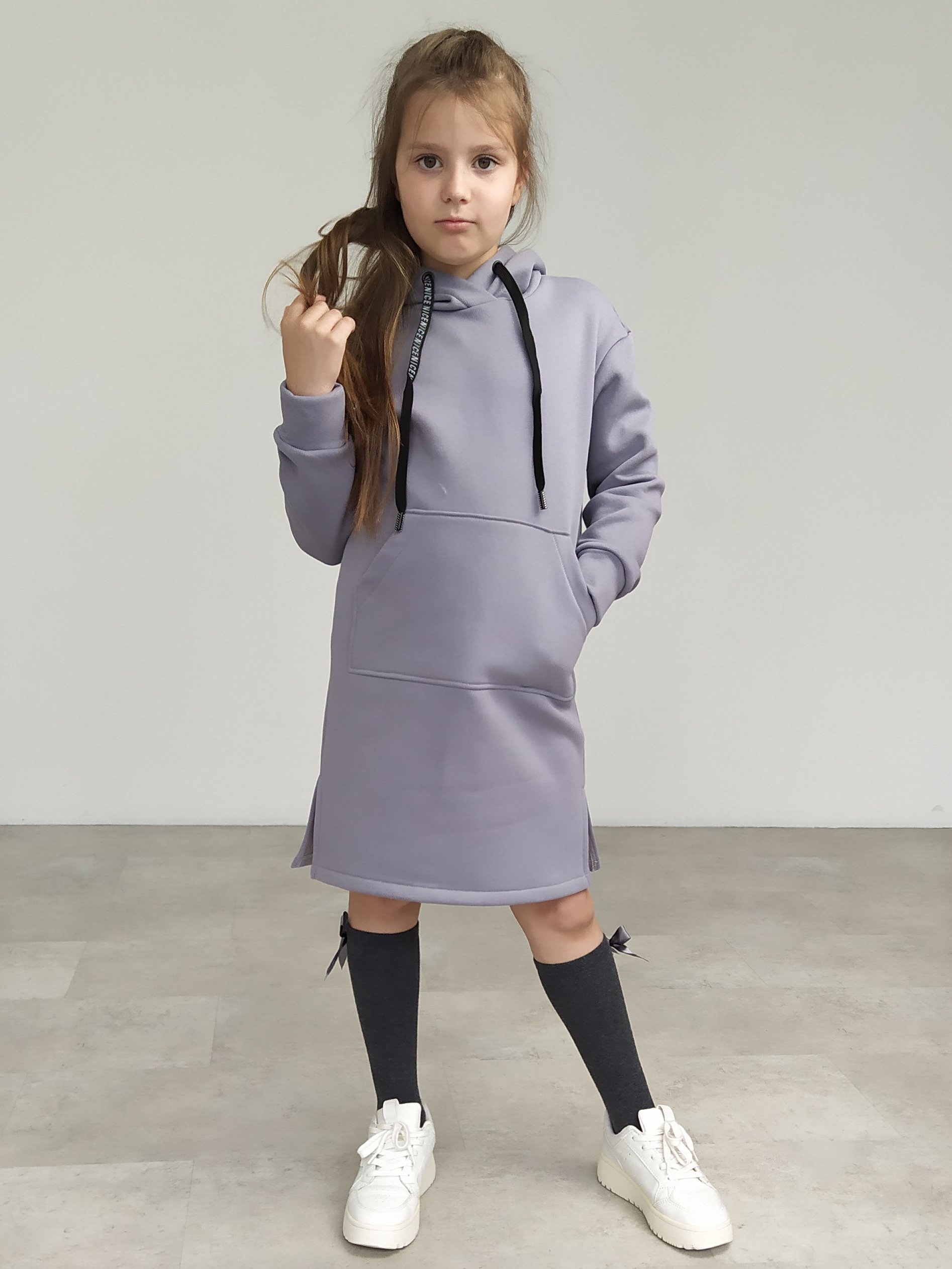 Акція на Дитяча тепла сукня для дівчинки Ласточка 23_1034 122-128 см Сіра від Rozetka