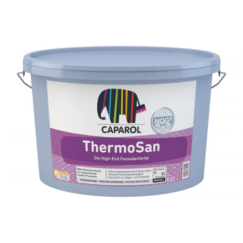 

Краска фасадная силиконовая Caparol ThermoSan NQG B1 белая защищает от водорослей и грибка