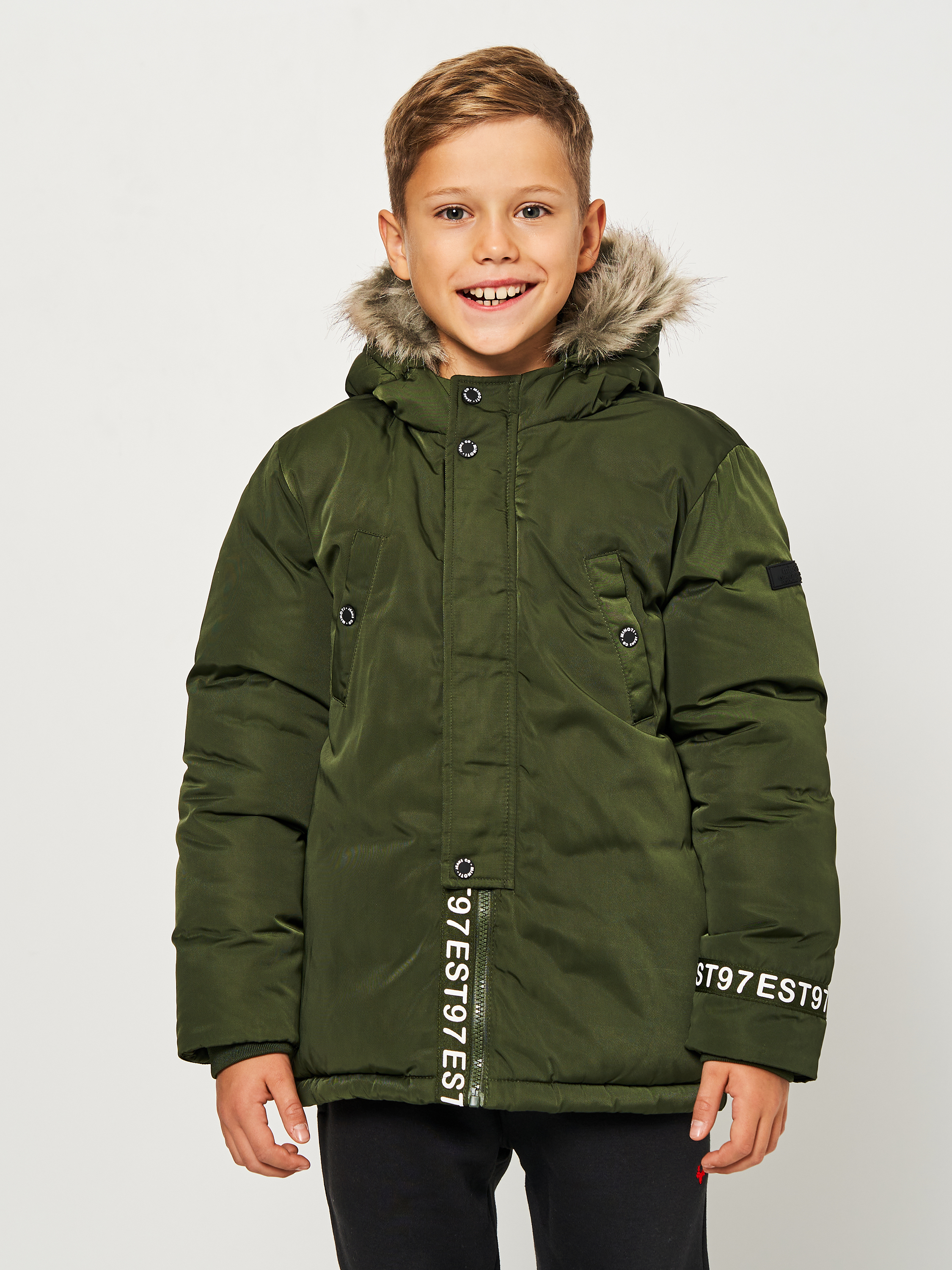 Акция на Дитяча зимова довга куртка для хлопчика Minoti 15coat 48 39618JNR 92-98 см Хакі от Rozetka