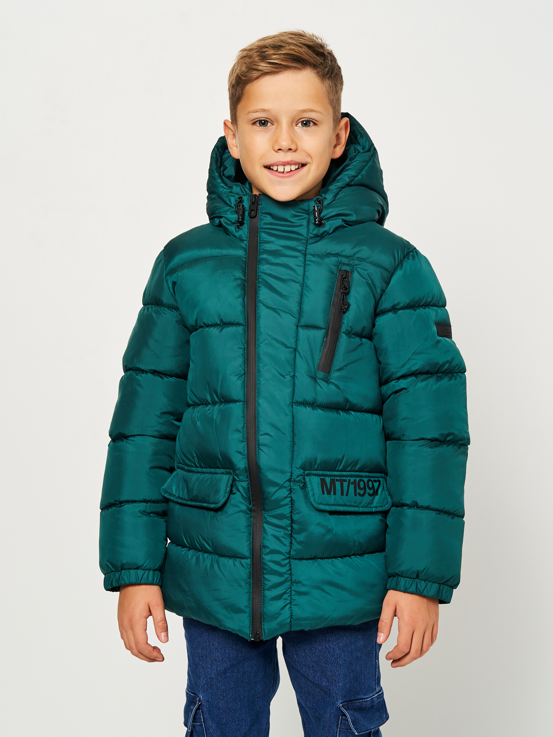 Акция на Дитяча зимова довга куртка для хлопчика Minoti division 2 39646JNR 104-110 см Зелена от Rozetka