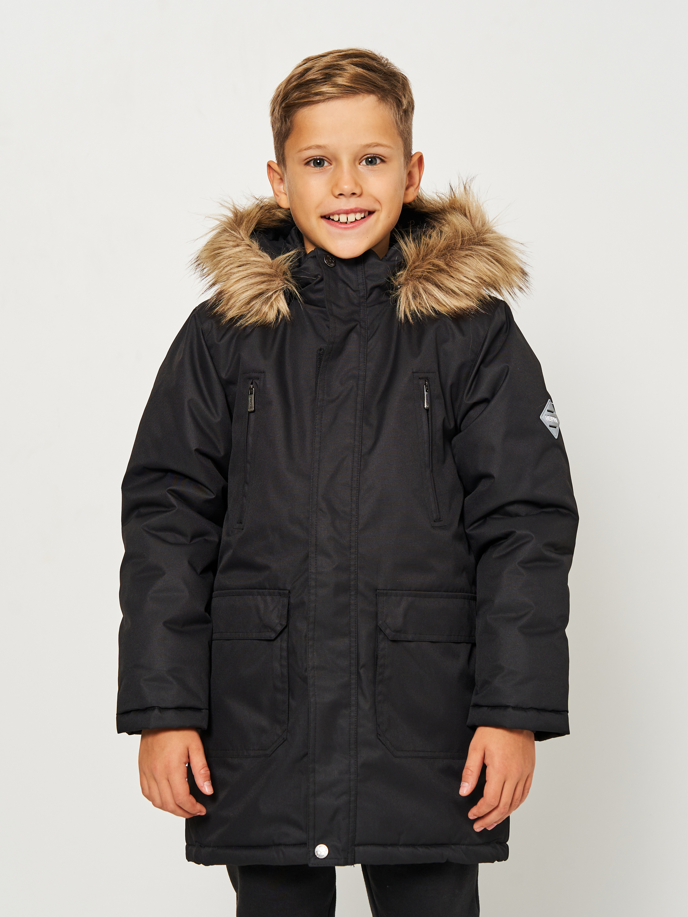 Акция на Дитяча зимова куртка-парка для хлопчика Huppa Roman 2 12380230-00009 134 см Чорна от Rozetka