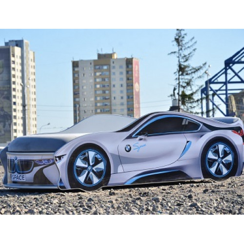 

Кровать машина BMW space серая 80х180 без подъемного механизма