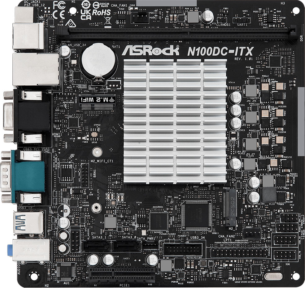 Материнская плата ASRock N100DC-ITX (Intel Processor N100, SoC, PCI-Ex4 ...