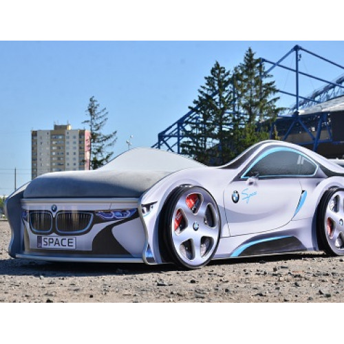 

Кровать машина BMW space серая 80х180 с подъемным механизмом