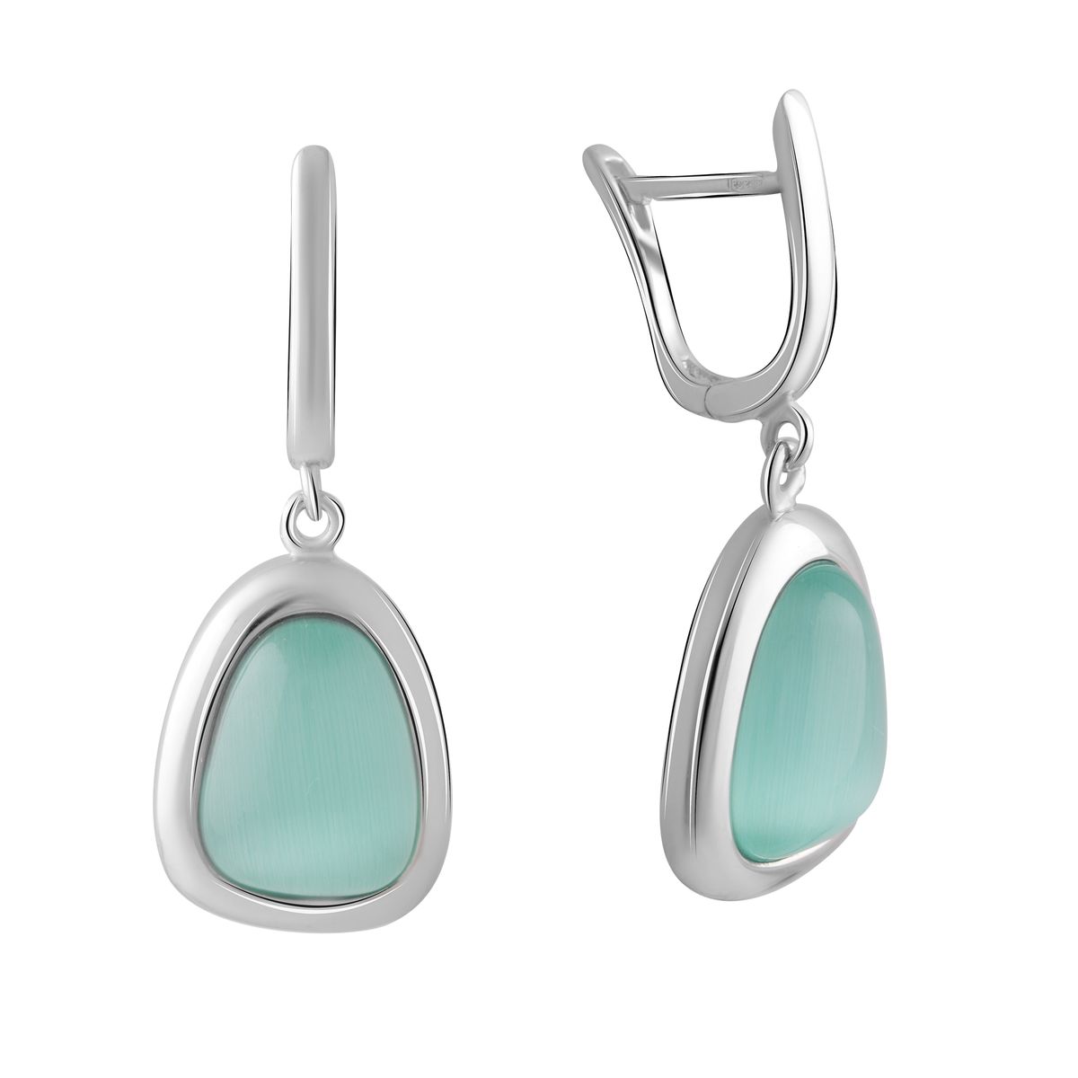 

Серебряные серьги SilverLine с кошачим глазом