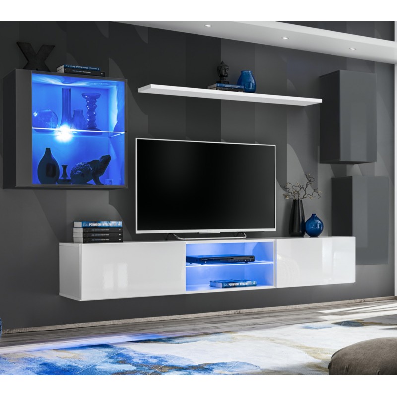 

Гостиная стенка комплект из ламинированной ДСП и стекла Switch XXIII ASM Meble Белый/Графит