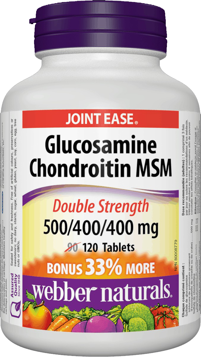

Хондропротектор Webber Naturals Glucosamine Chondroitin MSM Double Strength 120 таблеток (4384302978)