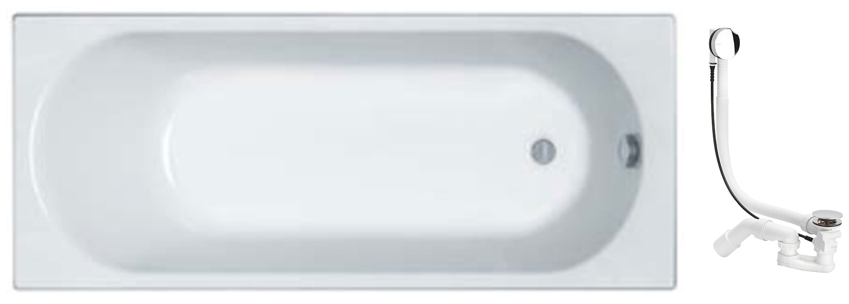 Ванна акриловая KOLO OPAL PLUS 160х70 (XWP1360000N) без ножек + Сифон ...