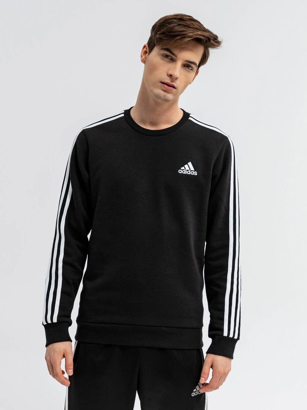 Акція на Світшот утеплений чоловічий Adidas 3 Stripe Fleece Sweater GK9106 2XL Чорний (4064045348387 ) від Rozetka