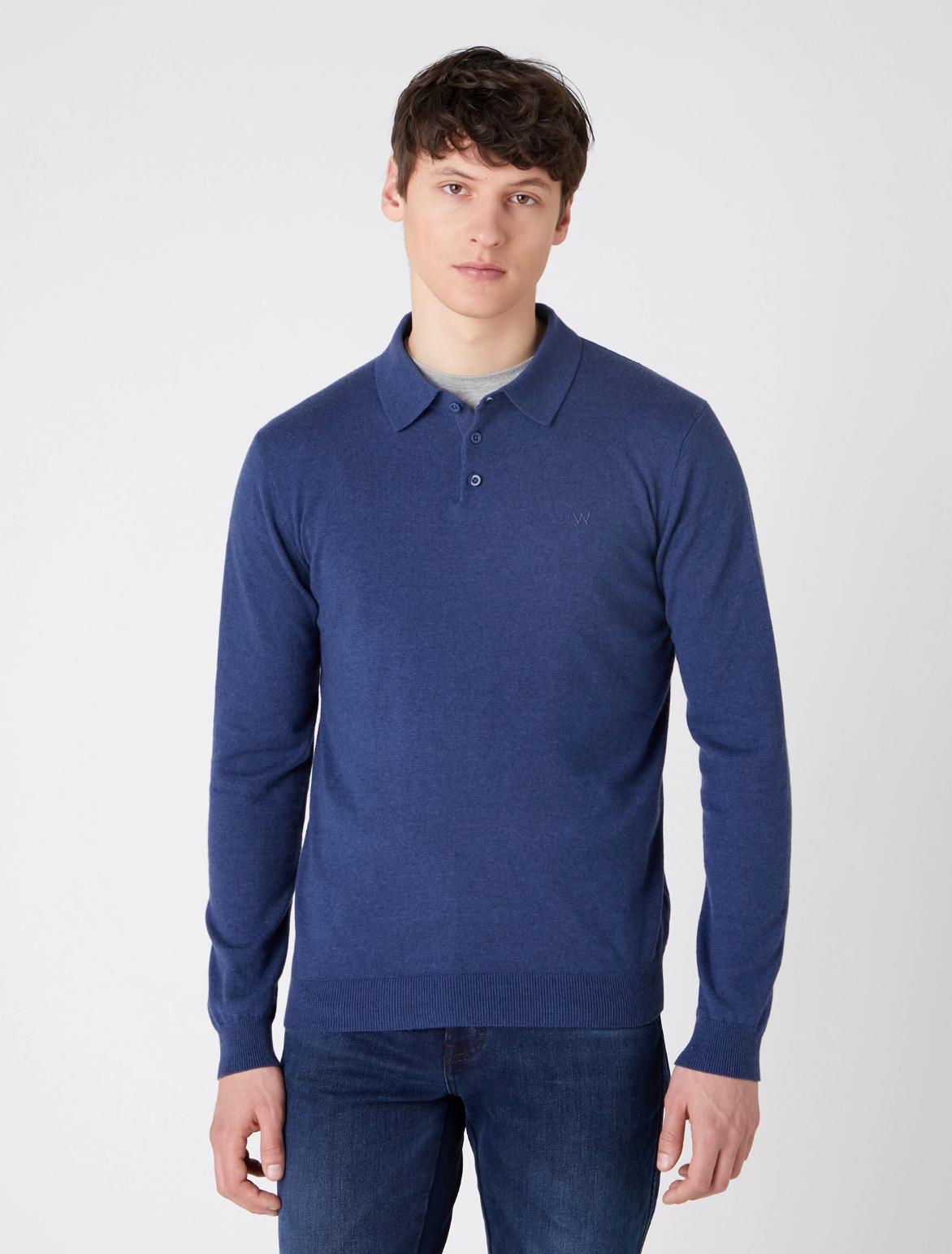 

Поло вязаное Wrangler Polo Knit Regular Fit Синий M-00