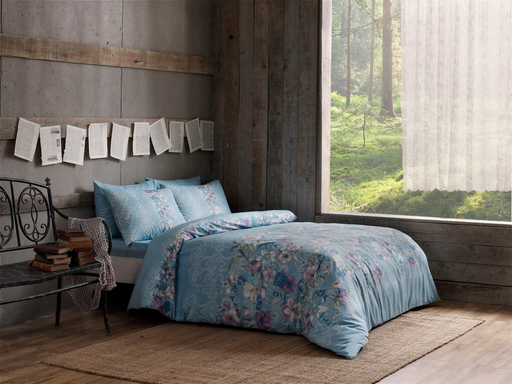 

Двуспальный King Size комплект TAC Fleur Mint Ранфорс