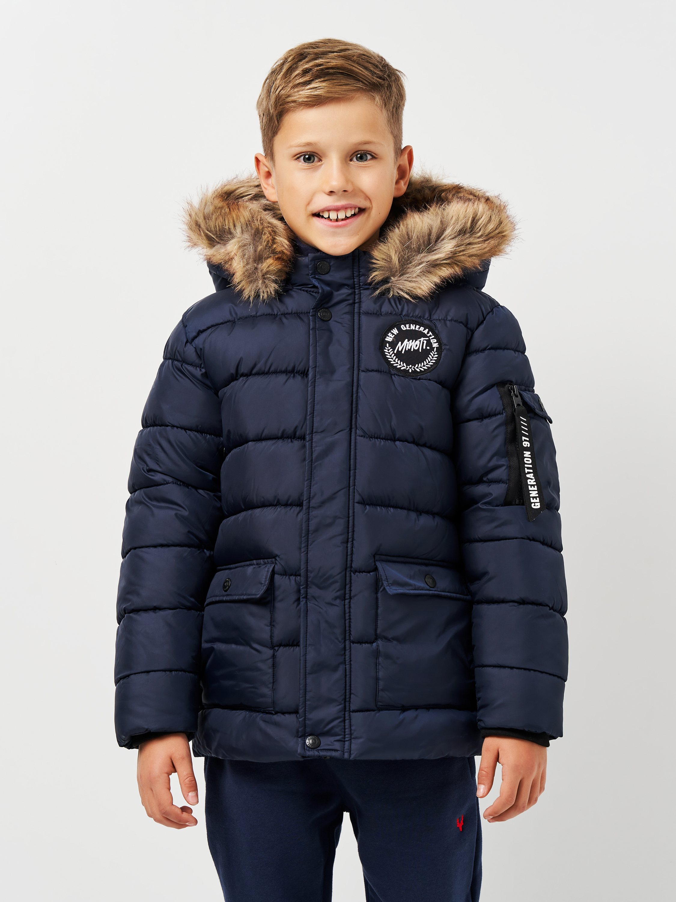 Акция на Дитяча зимова довга куртка для хлопчика Minoti 15coat 46 39616JNR 104-110 см Синя от Rozetka