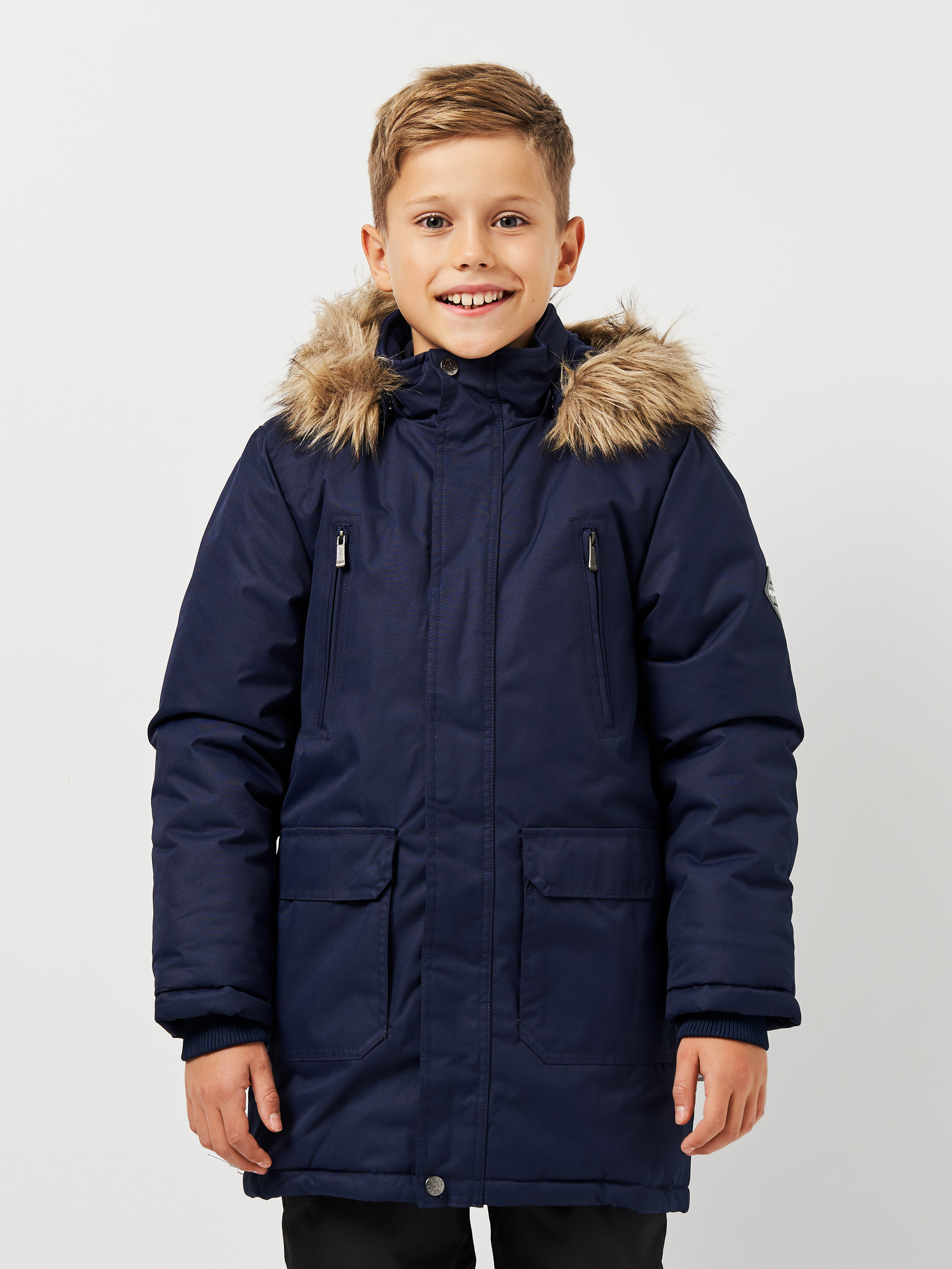 Акція на Дитяча зимова куртка-парка для хлопчика Huppa Roman 2 12380230-00086 134 см Темно-синя від Rozetka